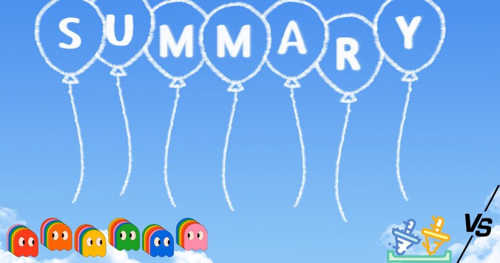 SUMMARYの文字と風船・空