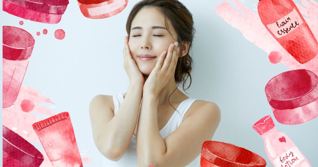 両手で顔を抑えて目をつむっている女性の写真