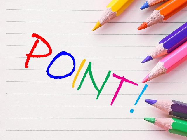 カラフルな色鉛筆とPOINT！の文字