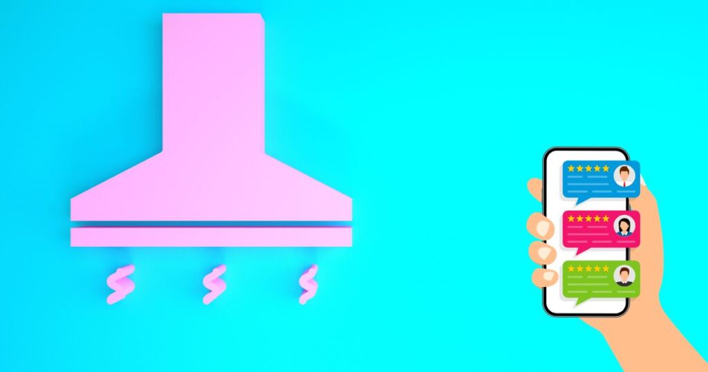 換気扇とスマートフォンを持った手のイラスト