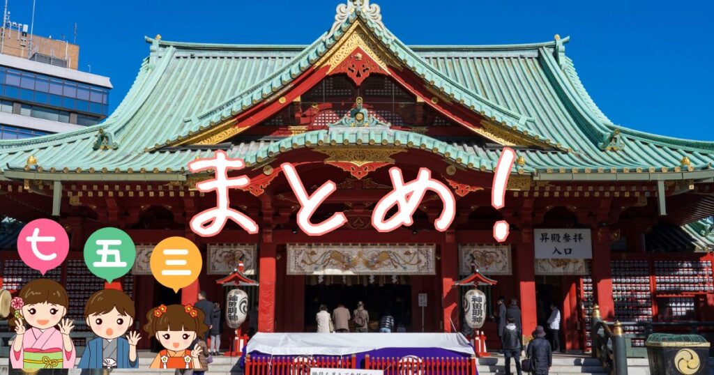神社の写真とまとめの文字